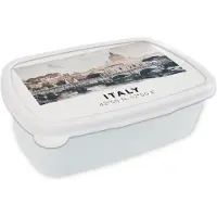 MuchoWow Broodtrommel Wit - Lunchbox - Brooddoos - Rome - Skyline - Italië - Zomer - 18x12x6 cm - Volwassenen