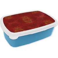 MuchoWow Broodtrommel Blauw - Lunchbox - Brooddoos - Patroon - Abstract - Rood - 18x12x6 cm - Kinderen - Jongen