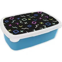 MuchoWow Broodtrommel Blauw - Lunchbox - Brooddoos - Game Console - Vector - Abstract - 18x12x6 cm - Kinderen - Jongen