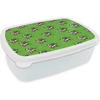 MuchoWow Broodtrommel Wit - Lunchbox - Brooddoos - Koe - Vleugels - Patronen - Kind - 18x12x6 cm - Volwassenen