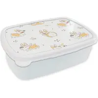 MuchoWow Broodtrommel Wit - Lunchbox - Brooddoos - Patroon - Corgi - Hond - Jongens - Meisjes - Kinderen - Kindje - 18x12x6 cm - Volwassenen
