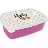 MuchoWow Broodtrommel Roze - Lunchbox - Brooddoos - Quote - Verjaardag - 35 jaar - 18x12x6 cm - Kinderen - Meisje