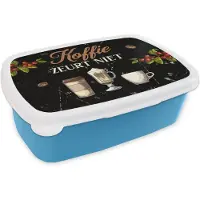 MuchoWow Broodtrommel Blauw - Lunchbox - Brooddoos - Koffie - Koffiemok - Zwart - 18x12x6 cm - Kinderen - Jongen