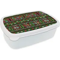 MuchoWow Broodtrommel Wit - Lunchbox - Brooddoos - Patronen - Hongaars - Folklore - 18x12x6 cm - Volwassenen