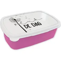MuchoWow Broodtrommel Roze - Lunchbox Quotes - Pluk de dag - Carpe diem - Spreuken - Brooddoos 18x12x6 cm - Brood lunch box - Broodtrommels voor kinderen en volwassenen