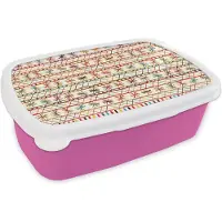 MuchoWow Broodtrommel Roze - Lunchbox - Brooddoos - Regenboog - Zuid-Amerika - Patronen - 18x12x6 cm - Kinderen - Meisje