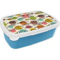 MuchoWow Broodtrommel Blauw - Lunchbox - Brooddoos - Stippen - Vis - Regenboog - 18x12x6 cm - Kinderen - Jongen