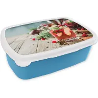 MuchoWow Broodtrommel Blauw - Lunchbox - Brooddoos - Cocktail - Rood - Zomer - 18x12x6 cm - Kinderen - Jongen