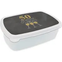 MuchoWow Broodtrommel Wit - Lunchbox - Brooddoos - Trouwen - 50 jaar getrouwd - Quotes - Spreuken - 18x12x6 cm - Volwassenen