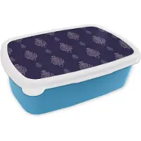MuchoWow Broodtrommel Blauw - Lunchbox - Brooddoos - Art Deco - Contour - Patronen - 18x12x6 cm - Kinderen - Jongen