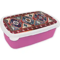 MuchoWow Broodtrommel Roze - Lunchbox - Brooddoos - Tapijt - Patronen - Vloerkleed - 18x12x6 cm - Kinderen - Meisje