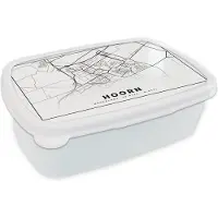 MuchoWow Broodtrommel Wit - Lunchbox - Brooddoos - Kaart - Hoorn - Nederland - 18x12x6 cm - Volwassenen