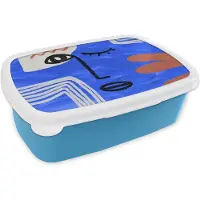 MuchoWow Broodtrommel Blauw - Lunchbox - Brooddoos - Gezicht - Blauw - Abstract - 18x12x6 cm - Kinderen - Jongen