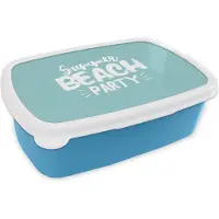 MuchoWow Broodtrommel Blauw - Lunchbox - Brooddoos - Zomer - Strand - Feest - 18x12x6 cm - Kinderen - Jongen