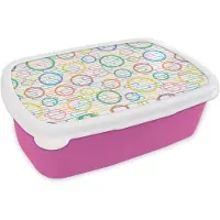 MuchoWow Broodtrommel Roze - Lunchbox - Brooddoos - Muur - Cirkel - Patronen - 18x12x6 cm - Kinderen - Meisje