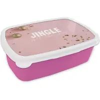 MuchoWow Broodtrommel Roze - Lunchbox - Brooddoos - Winter - Roze - Goud - 18x12x6 cm - Kinderen - Meisje