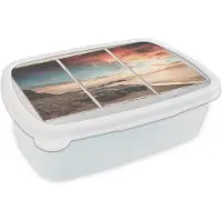 MuchoWow Broodtrommel Wit - Lunchbox - Brooddoos - Doorkijk - Strand - Zee - 18x12x6 cm - Volwassenen