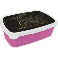 MuchoWow Broodtrommel Roze - Lunchbox - Brooddoos - Kaart - Capelle aan den IJssel - Zwart - Goud - 18x12x6 cm - Kinderen - Meisje