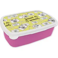 MuchoWow Broodtrommel Roze - Lunchbox - Brooddoos - Camera - Zomer - Quotes - Patronen - 18x12x6 cm - Kinderen - Meisje