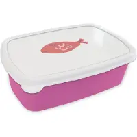 MuchoWow Broodtrommel Roze - Lunchbox - Brooddoos - Vis - Roze- Pastel - 18x12x6 cm - Kinderen - Meisje