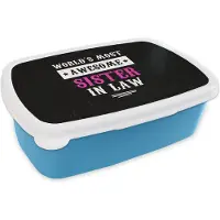 MuchoWow Broodtrommel Blauw - Lunchbox - Brooddoos - Design - Zus - Spreuken - 18x12x6 cm - Kinderen - Jongen