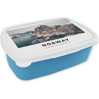 MuchoWow Broodtrommel Blauw - Lunchbox - Brooddoos - Noorwegen - Gletsjers - Meer - 18x12x6 cm - Kinderen - Jongen