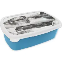 MuchoWow Broodtrommel Blauw - Lunchbox - Brooddoos - Winter - Zwart - Wit - Meer - 18x12x6 cm - Kinderen - Jongen
