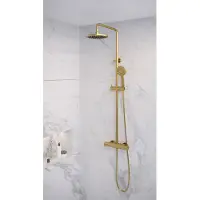 Brauer Regendoucheset Opbouw Gold Edition 20 cm Thermostatisch met Handdouche 3-Standen Geborsteld Goud