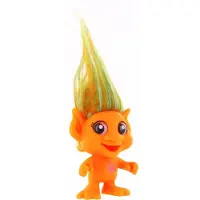 Comansi Oranje fluortrol - trollen figuurtje 6 cm met oranje groen haar -