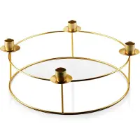 Mondex Kandelaar Cedric Circle | metaal goudkleurig 30x30x11.5 cm kandelaars | NADUVI