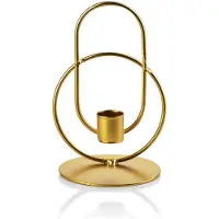 Mondex | Kandelaar Cedric Gold metaal goudkleurig 9x9x15 cm kandelaars | NADUVI