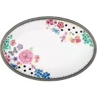 Melli mello - Nora - Serveerbord 30,5 cm - Porselein - Bloemenprint - Gouden Rand