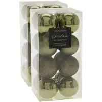 Christmas Decoration 32x stuks kerstballen mix groen tinten glans/mat/glitter kunststof diameter 5 cm - Kerstboom versiering