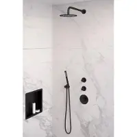 Brauer Black Edition complete inbouw regendouche met staafhanddouche, gebogen wandarm en hoofddouche 20cm set 3 zwart mat