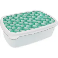 MuchoWow Broodtrommel Wit - Lunchbox - Brooddoos - Design - Mint - Bal - 18x12x6 cm - Volwassenen
