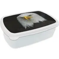 MuchoWow Broodtrommel Wit - Lunchbox - Brooddoos - Arend - Zwart - Wit - 18x12x6 cm - Volwassenen