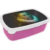 MuchoWow Broodtrommel Roze - Lunchbox - Brooddoos - Willem van Oranje - Adriaen Thomasz - Kleuren - 18x12x6 cm - Kinderen - Meisje