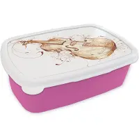 MuchoWow Broodtrommel Roze - Lunchbox - Brooddoos - Een illustratie van een getekende viool - 18x12x6 cm - Kinderen - Meisje