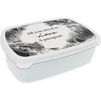 MuchoWow Broodtrommel Wit - Lunchbox - Brooddoos - Spreuken - Quotes - All you need is a passport - Liefde - 18x12x6 cm - Volwassenen