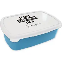 MuchoWow Broodtrommel Blauw - Lunchbox - Brooddoos - Kind - Quotes - Zwart - Wit - I can't keep calm i'm a teenager - 18x12x6 cm - Kinderen - Jongen