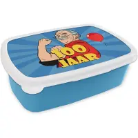 MuchoWow Broodtrommel Blauw - Lunchbox - Brooddoos - Man - Verjaardag - Jubileum - 100 Jaar - 18x12x6 cm - Kinderen - Jongen