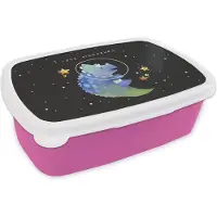 MuchoWow Broodtrommel Roze - Lunchbox - Brooddoos - Quotes - Spreuken - Ruimte - 'I love dinosaurs' - Jongens - Kindje - Meisjes- Kinderen - 18x12x6 cm - Kinderen - Meisje