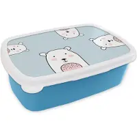MuchoWow Broodtrommel Blauw - Lunchbox - Brooddoos - Beren - Kinderen - Dieren - 18x12x6 cm - Kinderen - Jongen