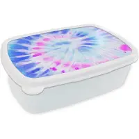 MuchoWow Broodtrommel Wit - Lunchbox Zomer - Tie dye - Wit - Brooddoos 18x12x6 cm - Brood lunch box - Broodtrommels voor kinderen en volwassenen