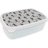MuchoWow Broodtrommel Wit - Lunchbox - Brooddoos - Voetbal - Sport - Patronen - 18x12x6 cm - Volwassenen