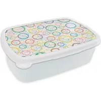 MuchoWow Broodtrommel Wit - Lunchbox - Brooddoos - Muur - Cirkel - Patronen - 18x12x6 cm - Volwassenen