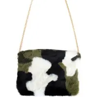 Scheepers Schouder tasje pluche camouflage (groen, zwart en wit)