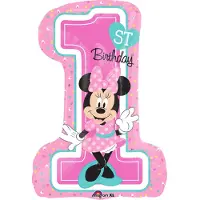Grabo Folieballon 1st Birthday Minnie Mouse XL cijfer