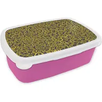 MuchoWow Broodtrommel Roze - Lunchbox - Brooddoos - Krul - Art nouveau - Patronen - 18x12x6 cm - Kinderen - Meisje
