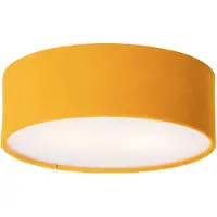QAZQA Moderne plafondlamp oker 30 cm met gouden binnenkant - Drum